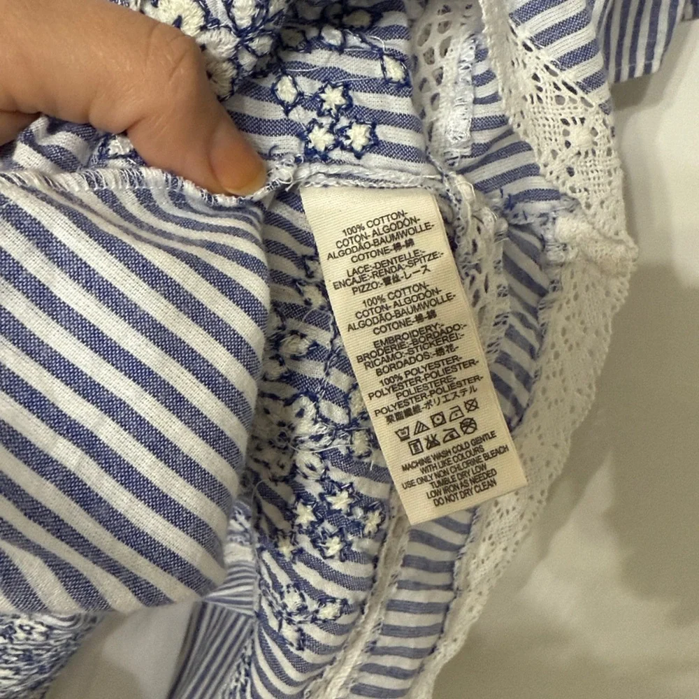 Free People Sunny‎ Days Trapeze Dress Blue White